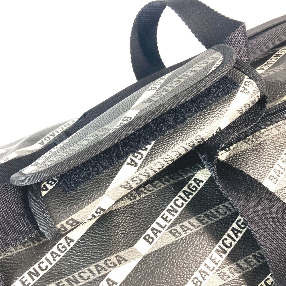 BALENCIAGA Logo Shoulder Bag Travel Boston Leather Gray - Picture 9 of 15